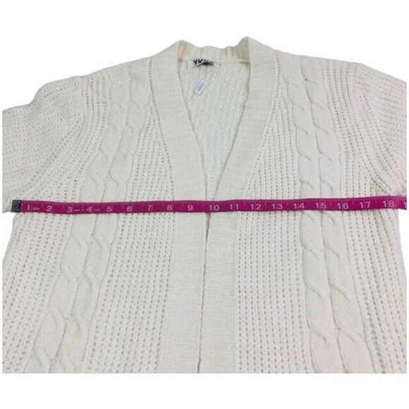 Ivory Chenille Knit Open Front Long Cardigan - Picture 7 of 10